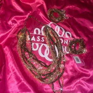 Vintage Sassy Jones Cognac Malia necklace and bracelets 2 sets of (6) bracelets